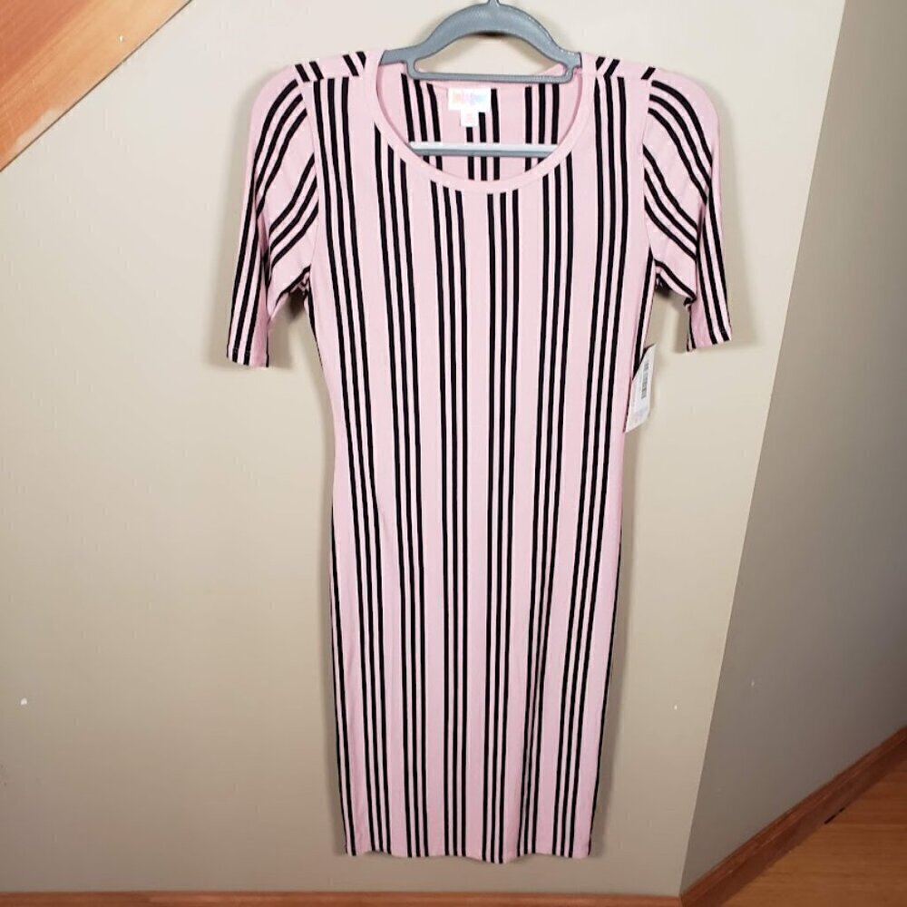 NWT LuLaRoe Women's JULIA Floral Dress Pencil Stretch Size XS Black Pink